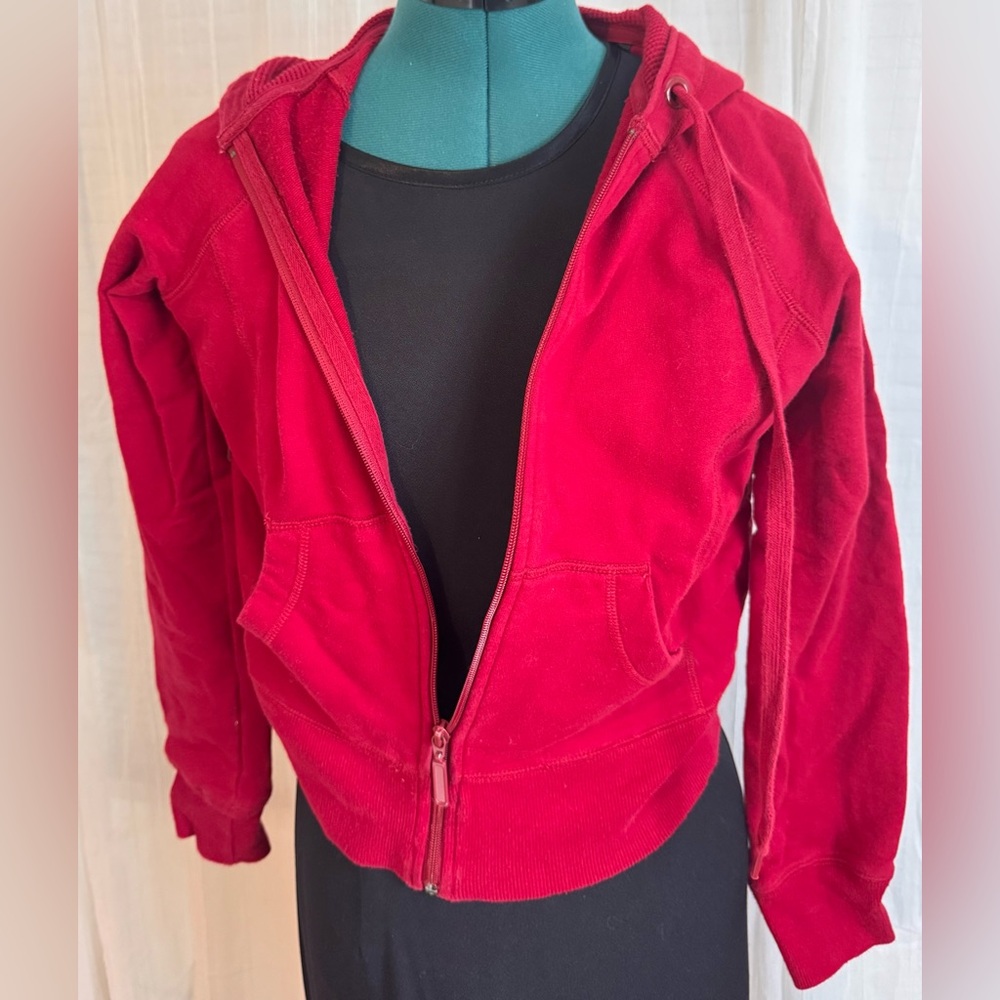 Norma Kamali. Vibrant Red Jacket/ Zip Hoodie.